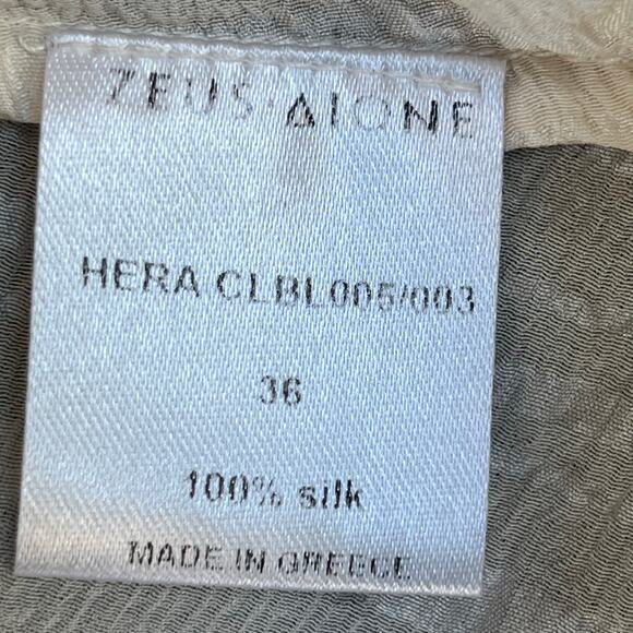 Zeus + Dione silk women’s embroidered long sleeves button front shirt blouse - Picture 5 of 8